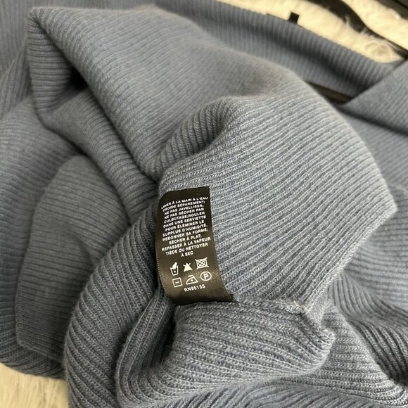 Lafayette 148 Blue Wool Cashmere Blend Ribbed  V-Neck Tunic Sweater Size L Boho - Picture 9 of 10